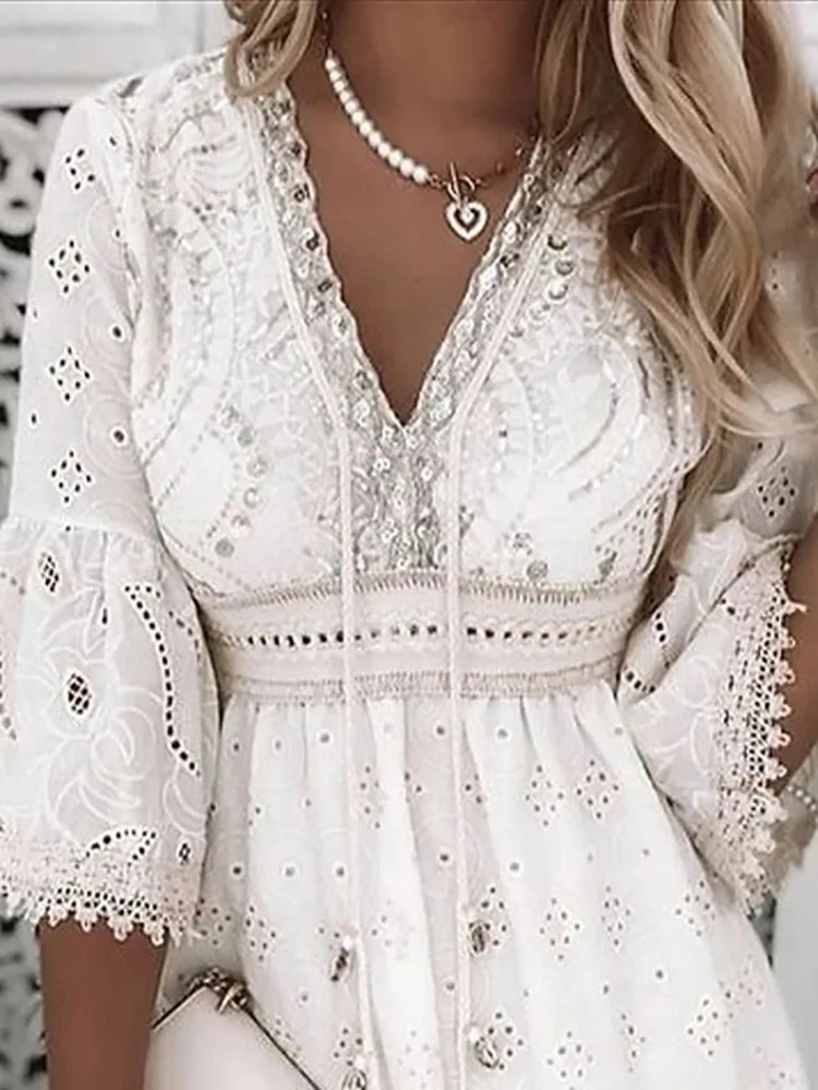 Sun-Kissed Lace Dream Boho Mini Dress [Spirit and Rebel]   