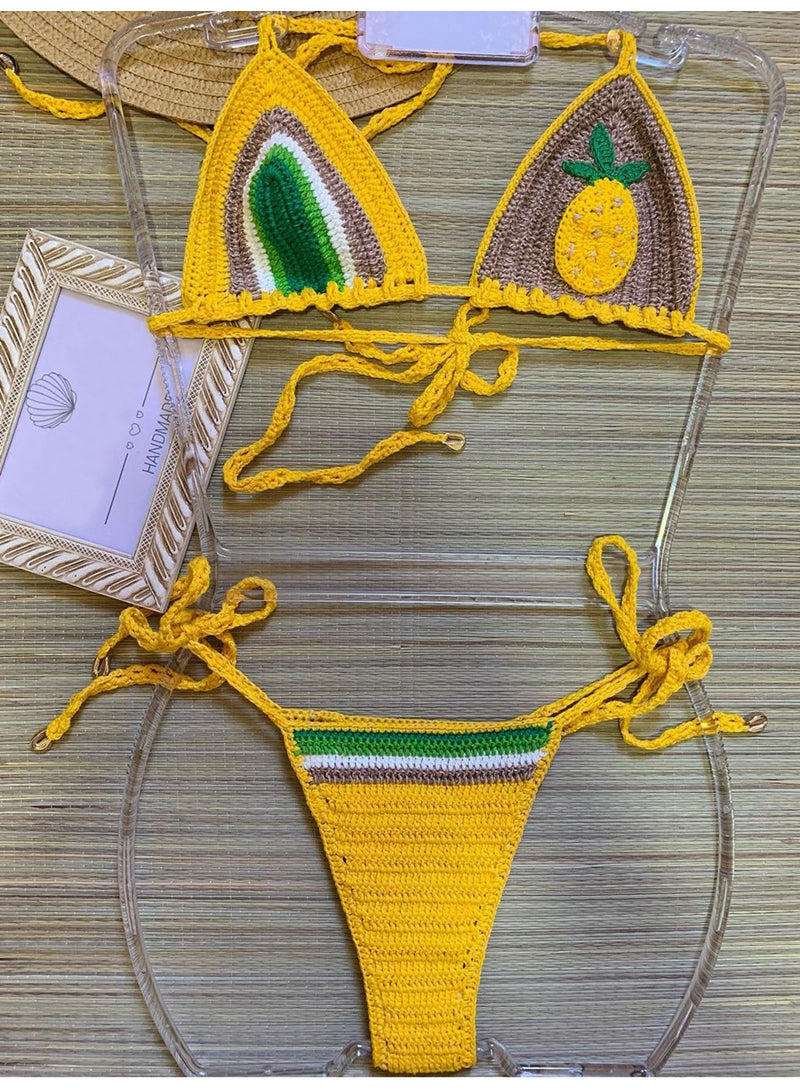 Pineapple Paradise Yellow Crochet Bikini [Spirit and Rebel]