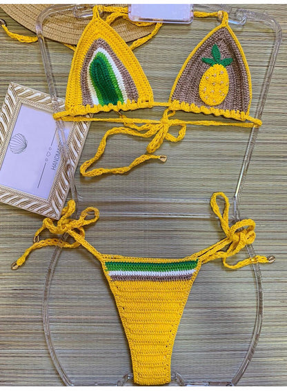 Pineapple Paradise Yellow Crochet Bikini [Spirit and Rebel]