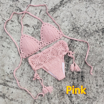 Beach Bliss Crochet Boho Bikini [Spirit and Rebel] Pink S