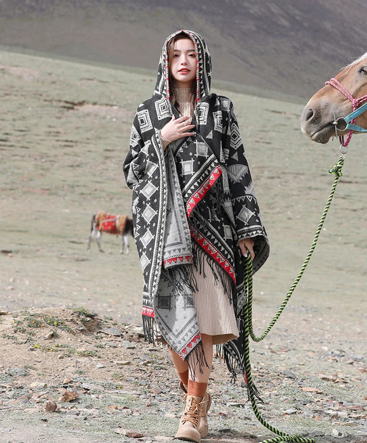 Wild Soul Gypsy Hooded Boho Poncho Cape [Spirit and Rebel]   