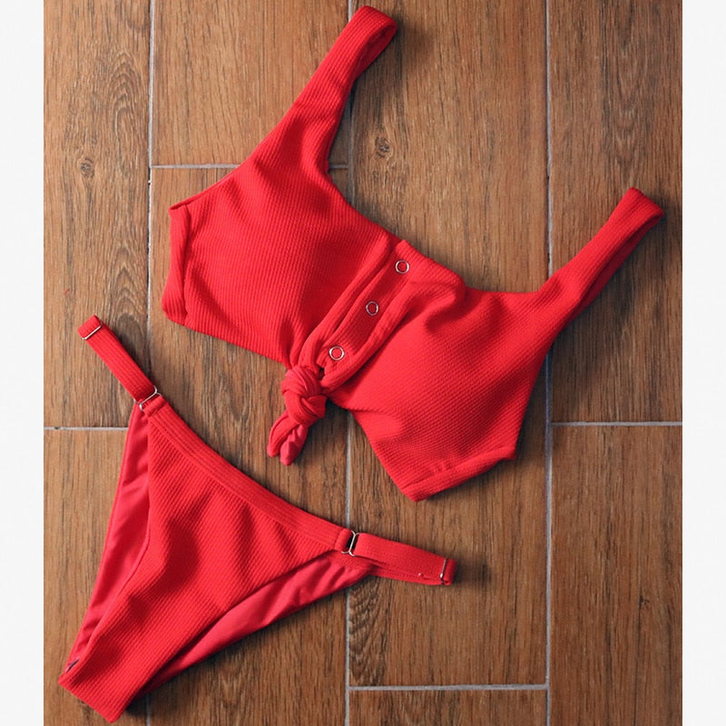 New Brazilian Bandage Push Up Padded Bikini [Spirit and Rebel] Red S