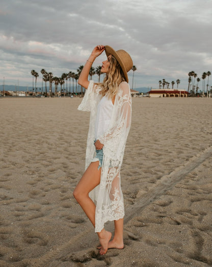 Boho Dreams Lace Embroided Cardigan Kimono [Spirit and Rebel]   