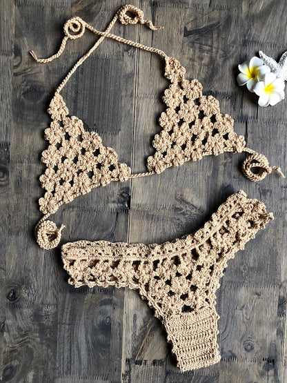 Boho Fantasy Crochet Bikini [Spirit and Rebel] Khaki S 