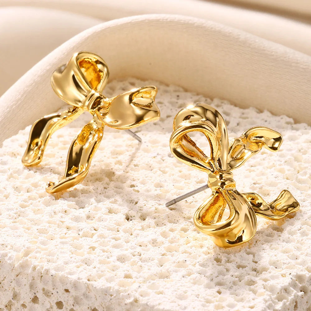 Boho Bow Gold Color Earrings [Spirit and Rebel]   