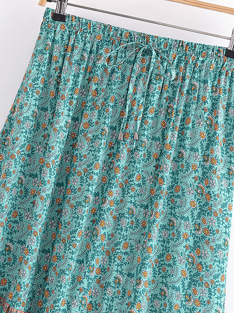 Happy Boho Elastic Waist A-Line Skirt [Spirit and Rebel]   