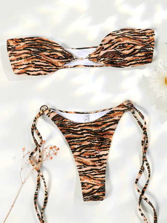 Leopard Crush Micro Bandeau Bikini Sunset and Swim Leopard S