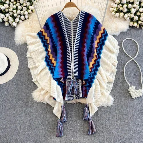 Spirit and Rebel Tassel Boho Cardigan [Spirit and Rebel] Dark Blue One Size 