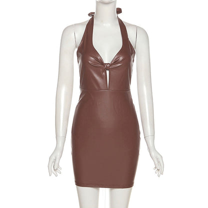 Leather Goddess Sexy Bodycon Cut-Out Dress [Spirit and Rebel]