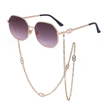 Sunshine Goddess Punk Sunglasses with Chain Sunset and Swim D6 chain sunglasses