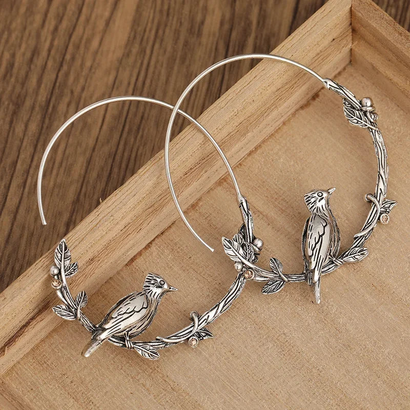 Mystic Raven Vintage Crow Hoop Boho Earrings [Spirit and Rebel]   