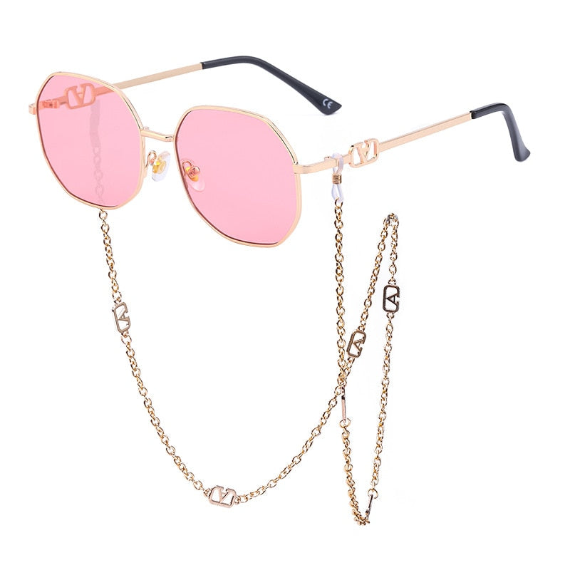 Sunshine Goddess Punk Sunglasses with Chain Sunset and Swim D4 chain sunglasses