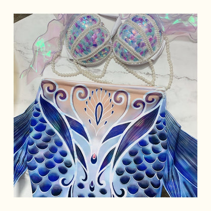 Aqua Opulence Handmade Diamond Pearl Mermaid Bikini Set [Spirit and Rebel] 4 S