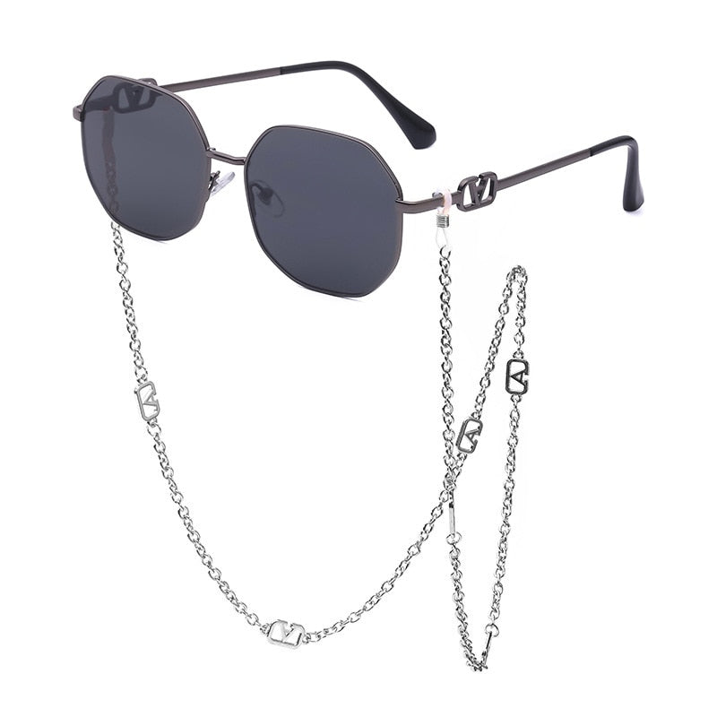 Sunshine Goddess Punk Sunglasses with Chain Sunset and Swim D7 chain sunglasses