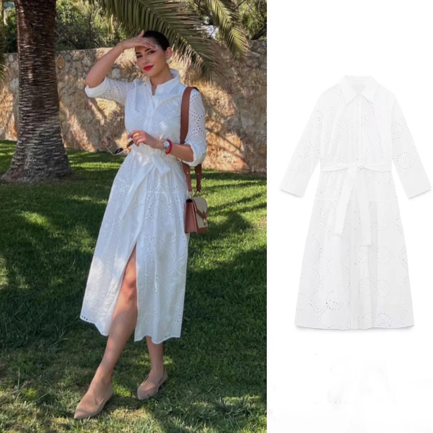 Whisper White Embroidered Boho Midi Dress [Spirit and Rebel]   