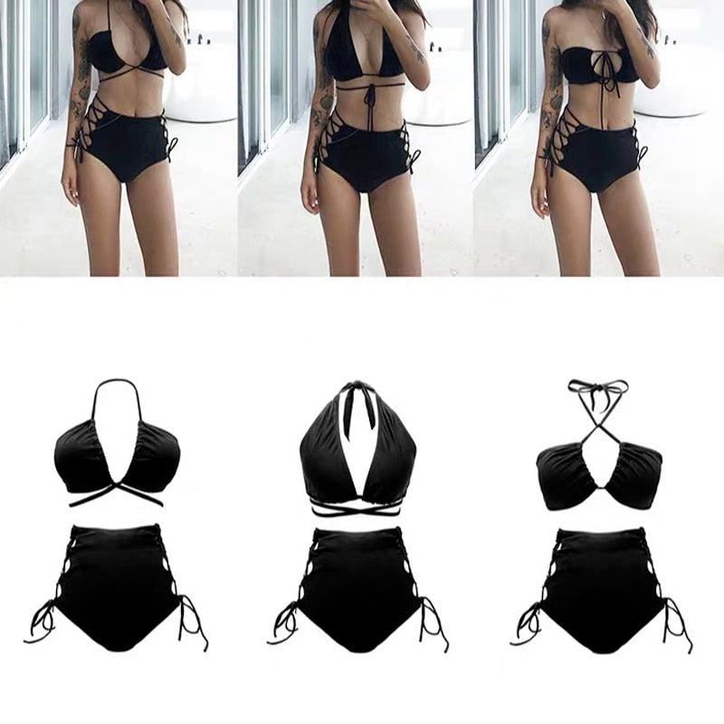 Sierra High Waist Lace Up Bikini Set [Spirit and Rebel]