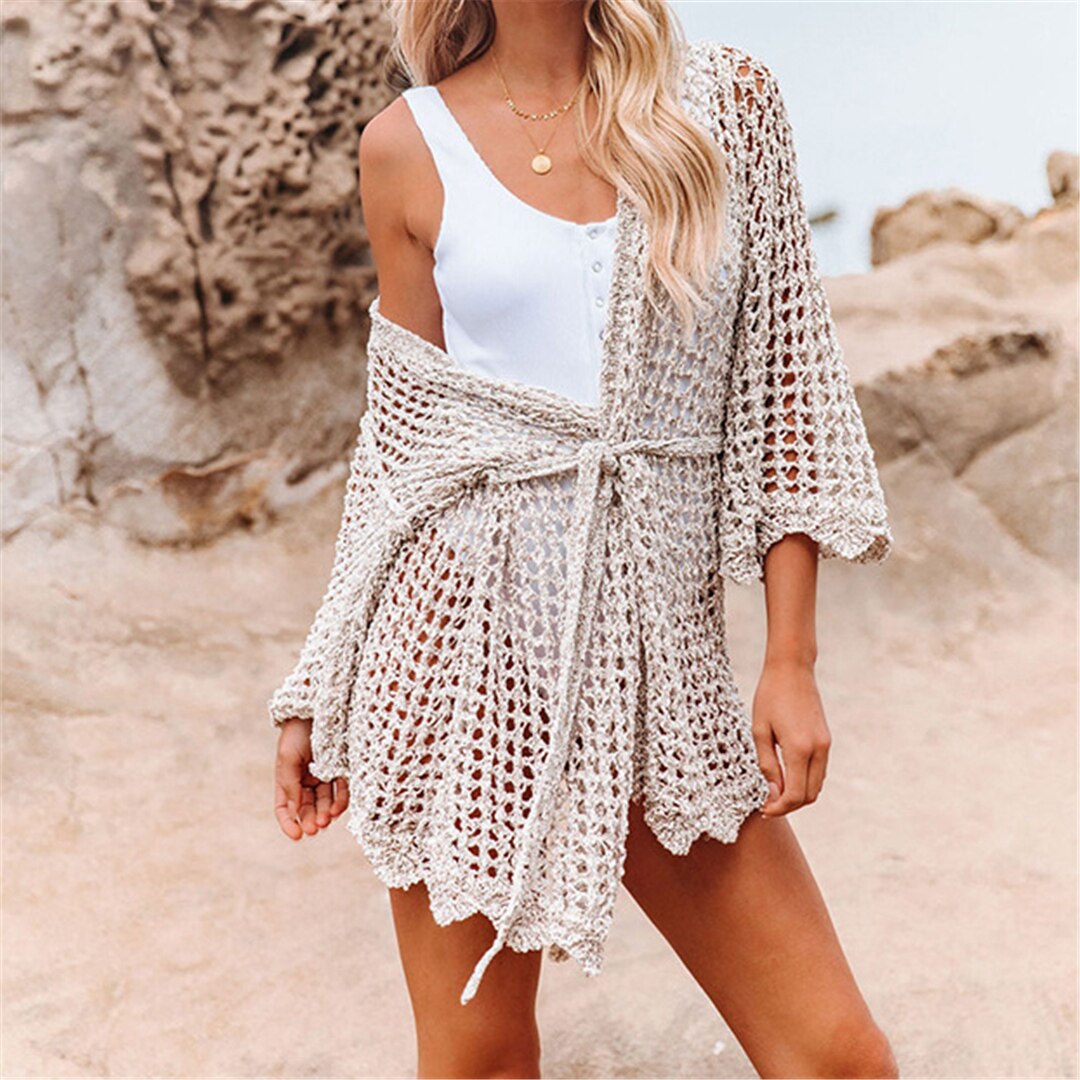 Amelia See Through Crochet Beach Cover Up Sunset and Swim