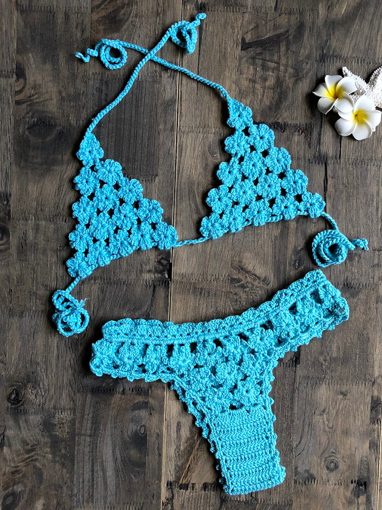 Boho Fantasy Crochet Bikini [Spirit and Rebel] Sky blue S 