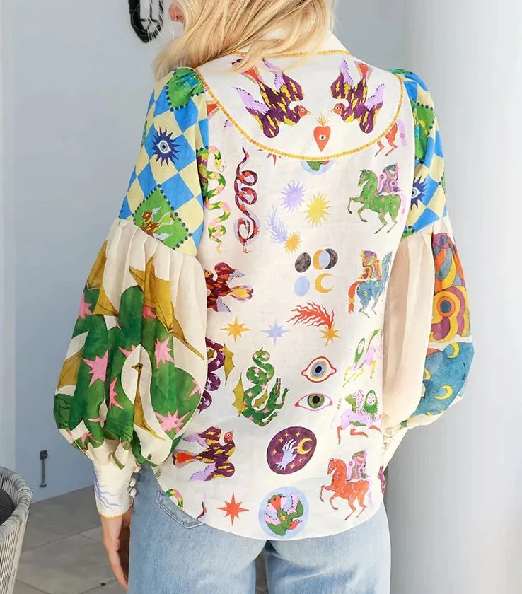 Retro Reverie Colourful Chic Boho Blouse [Spirit and Rebel]   