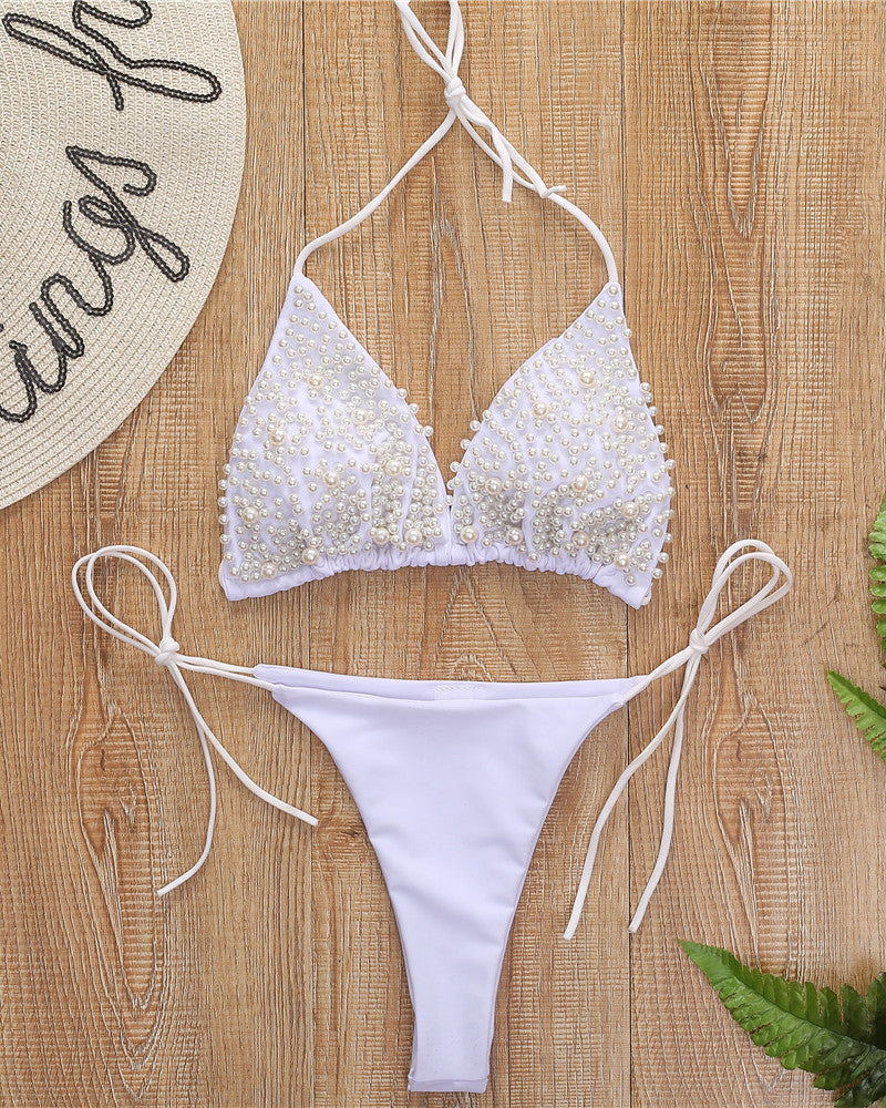 Pearlescent Elegance Hand-Beaded Bridal Bikini [Spirit and Rebel]