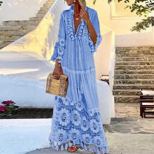 Ocean Breeze Summer Cover Up Maxi Dress Sunset and Swim 02 Blue S