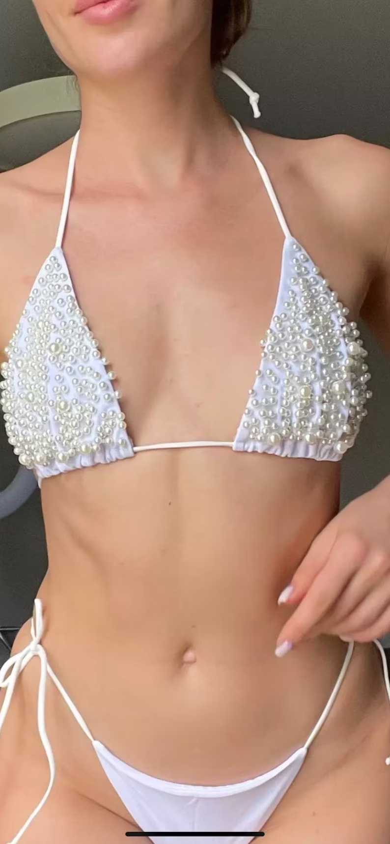 Pearlescent Elegance Hand-Beaded Bridal Bikini [Spirit and Rebel]