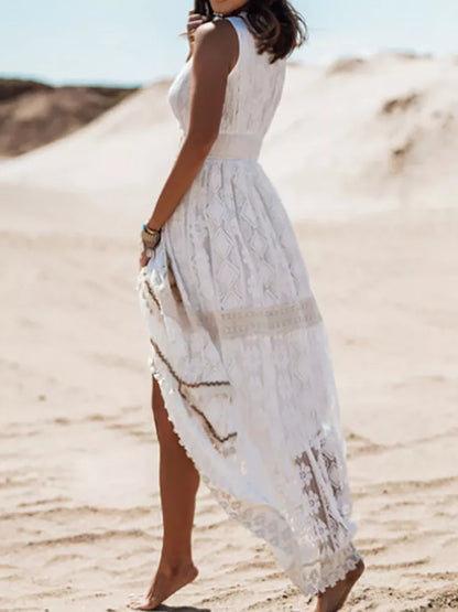 White Lace Fairytale Boho Maxi Dress [Spirit and Rebel]   