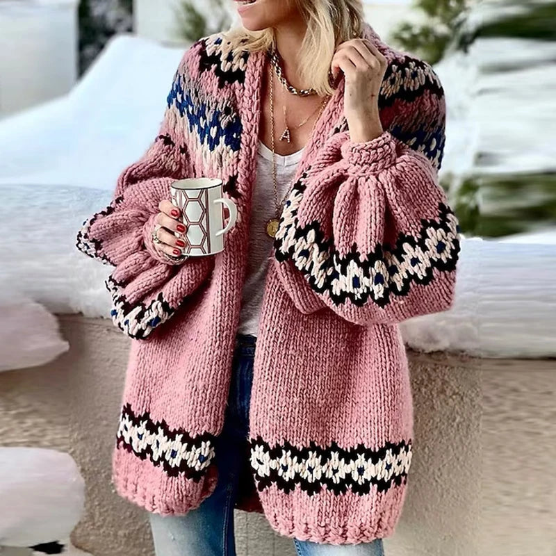 Stunning Knitted Bohemian Lantern Sleeve Loose Sweater Cardigan [Spirit and Rebel]   