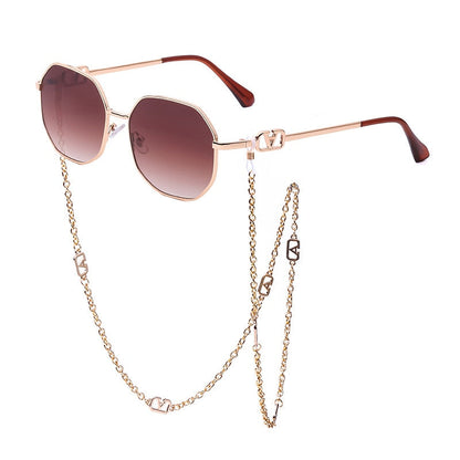 Sunshine Goddess Punk Sunglasses with Chain Sunset and Swim D5 chain sunglasses