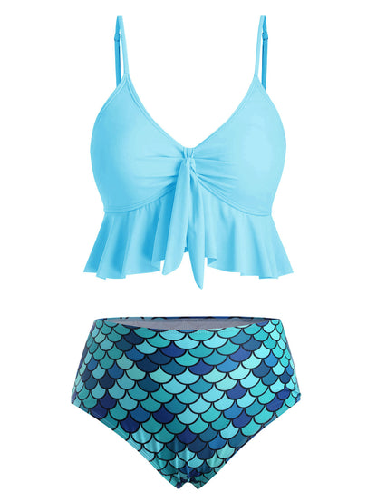 Aqua Luxe Tankini Mermaid Bikini Set [Spirit and Rebel] Turquoise S