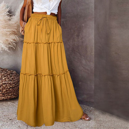 Wildflower Wanderer Boho Maxi Skirt [Spirit and Rebel] Light Yellow S 