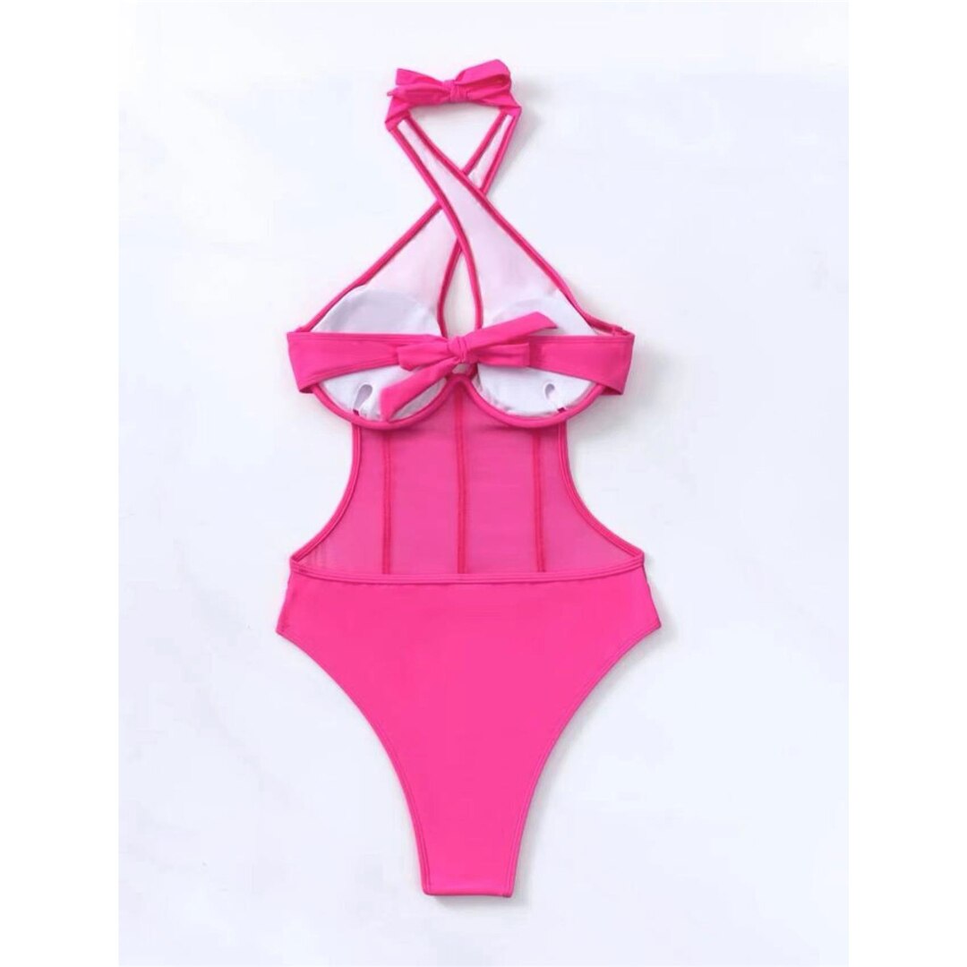 Coral Cove Cut-Out Halter Swimsuit Sunset and Swim