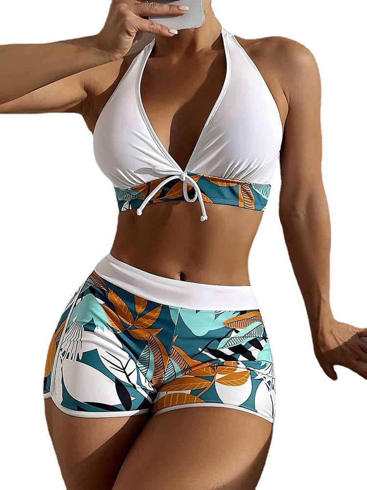 Caribbean High Waist Halter Full Cover Bikini Bottom Set [Spirit and Rebel]