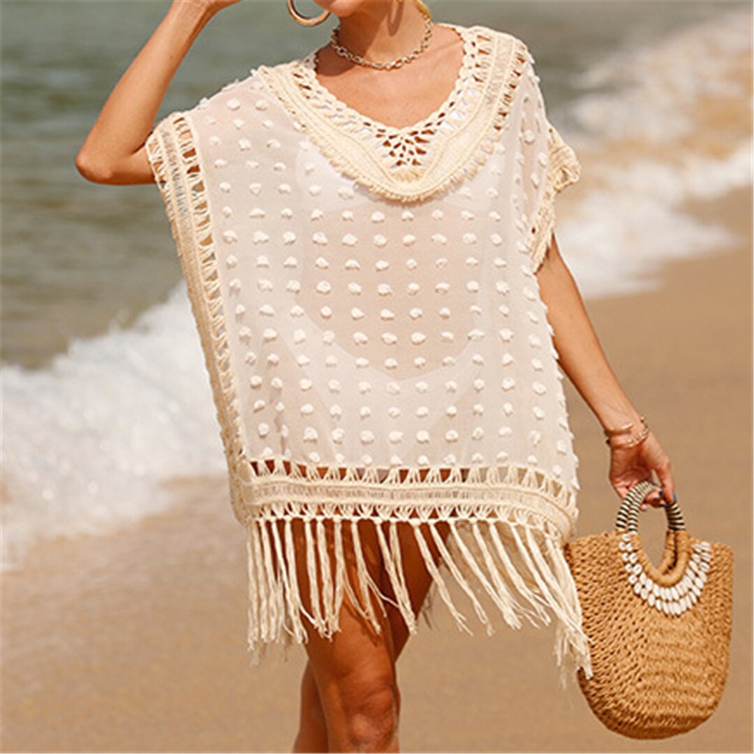 Sunset and Swim Fringe Tassel Crochet Beach Cover Up Sunset and Swim