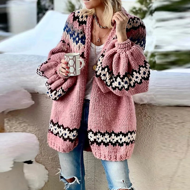 Stunning Knitted Bohemian Lantern Sleeve Loose Sweater Cardigan [Spirit and Rebel]   