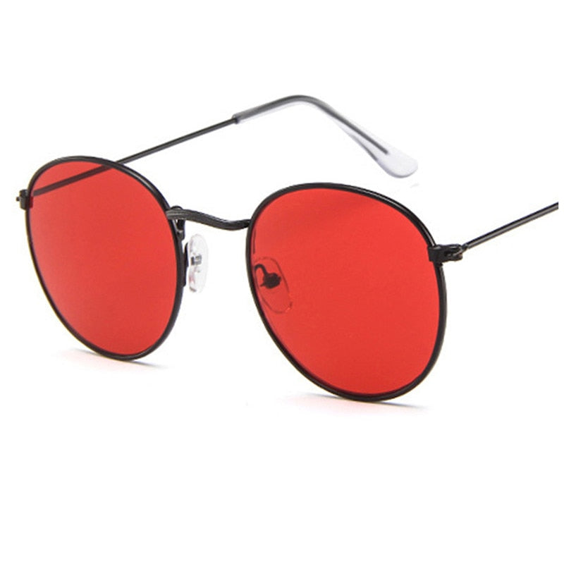 I Miss You Round Frame Colored Sunglasses Sunset and Swim Red