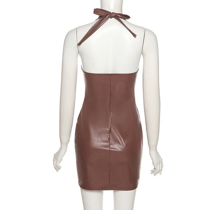 Leather Goddess Sexy Bodycon Cut-Out Dress [Spirit and Rebel]