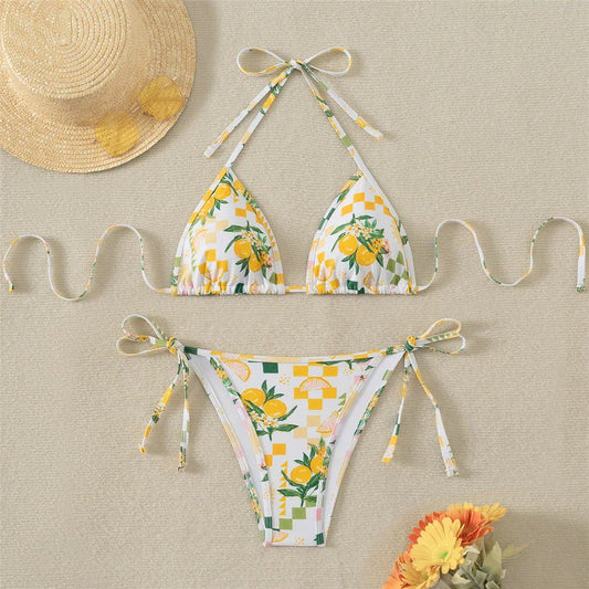 Citrus Bliss Triangle Lemon Bikini Set Sunset and Swim