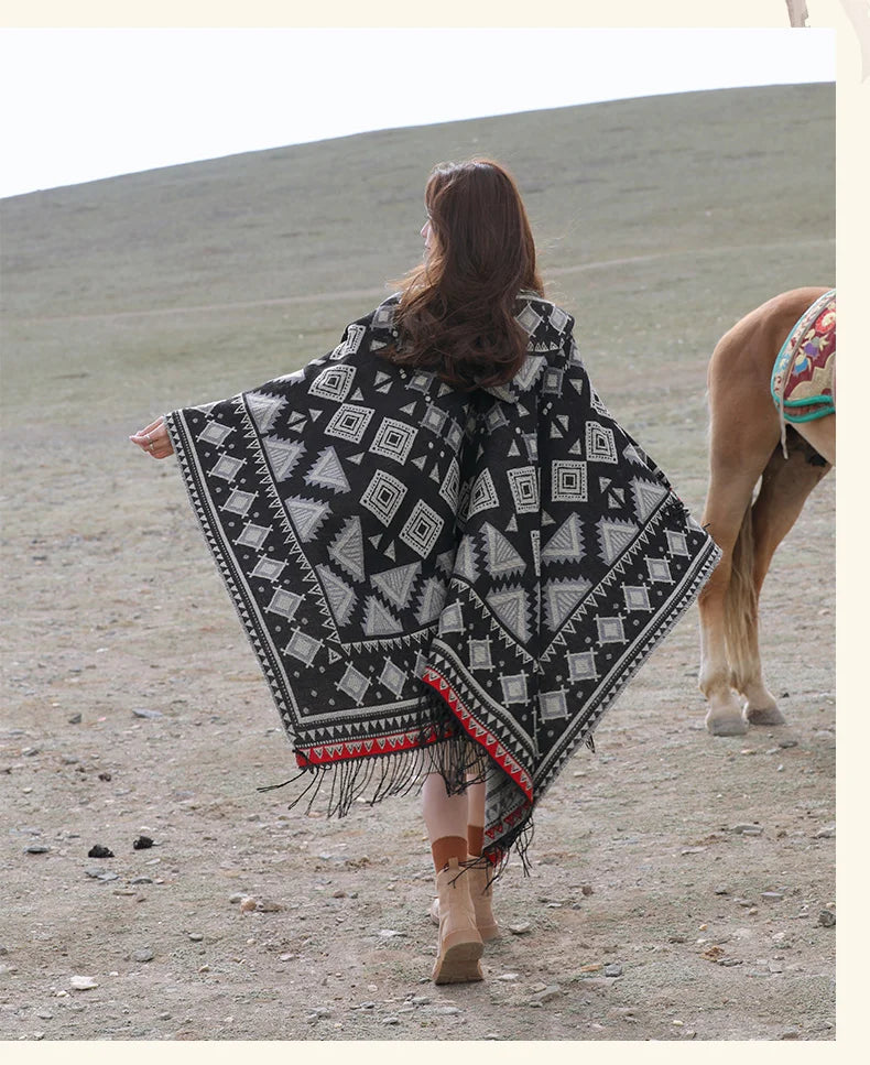 Wild Soul Gypsy Hooded Boho Poncho Cape [Spirit and Rebel]   