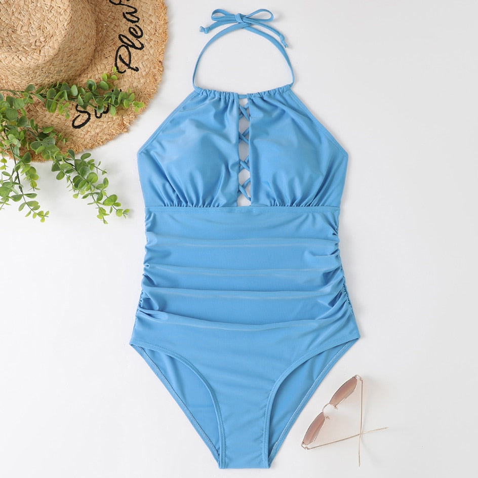 Gorgeous DD+ Halter One Piece Swimsuit Sunset and Swim