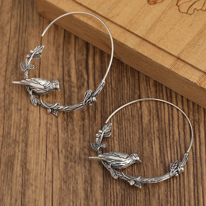 Mystic Raven Vintage Crow Hoop Boho Earrings [Spirit and Rebel]   