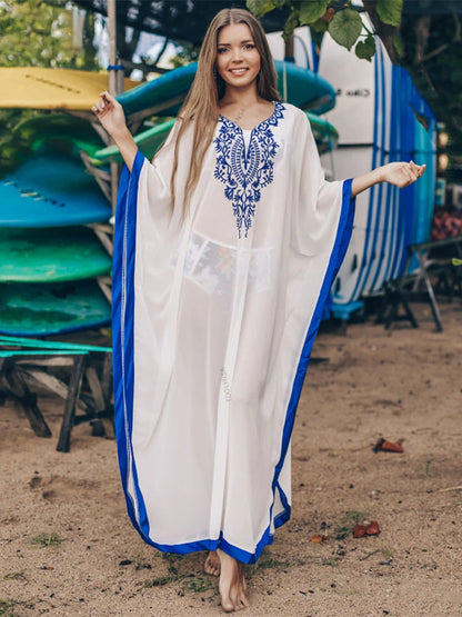 Ethereal Breeze Boho Chic Embroidered Maxi Dress Kaftan [Spirit and Rebel]   