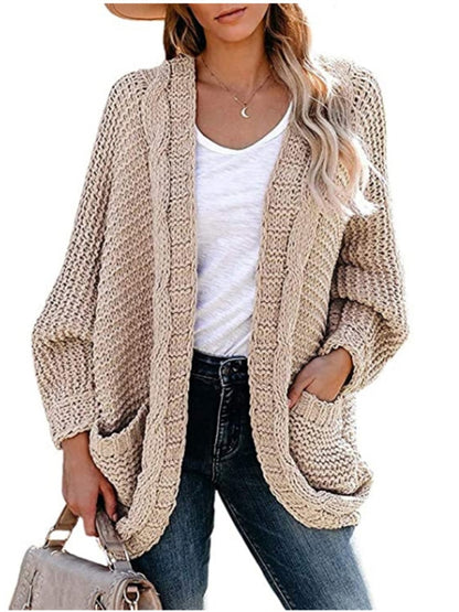 Cozy Boho Chic Batwing Cardigan [Spirit and Rebel] Khaki S 