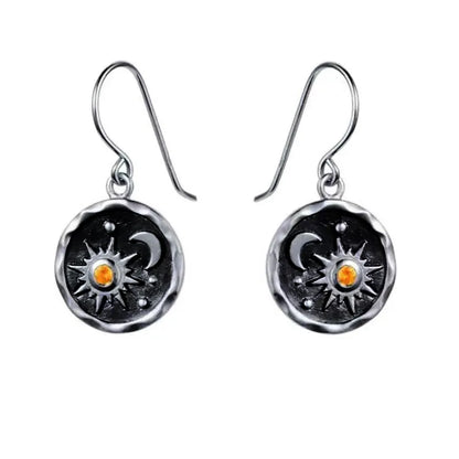 Vintage Boho Sun Moon Pendant Earrings Necklace Set [Spirit and Rebel]   