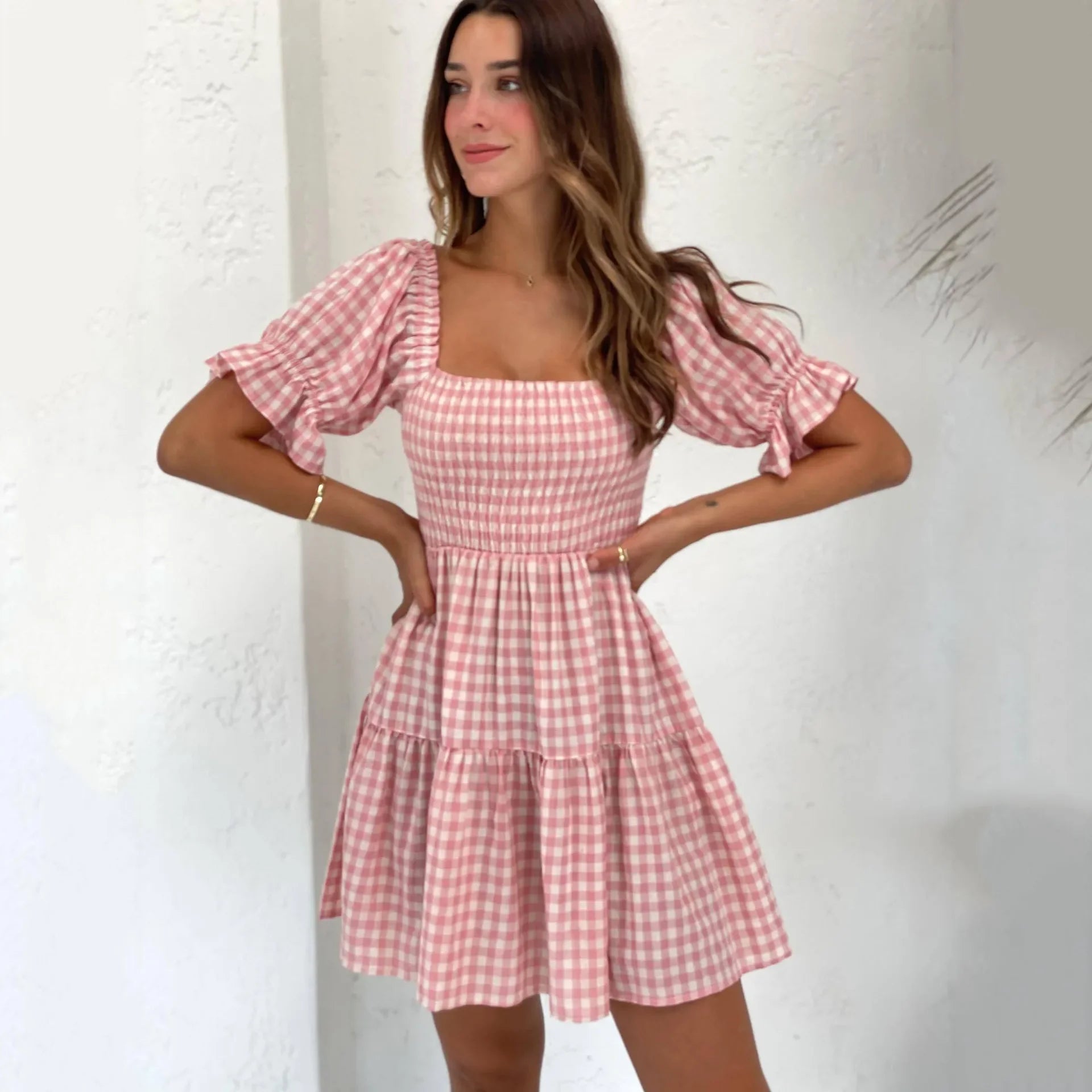 Wander free, Dream Big Gingham Dress [Spirit and Rebel] Pink S 