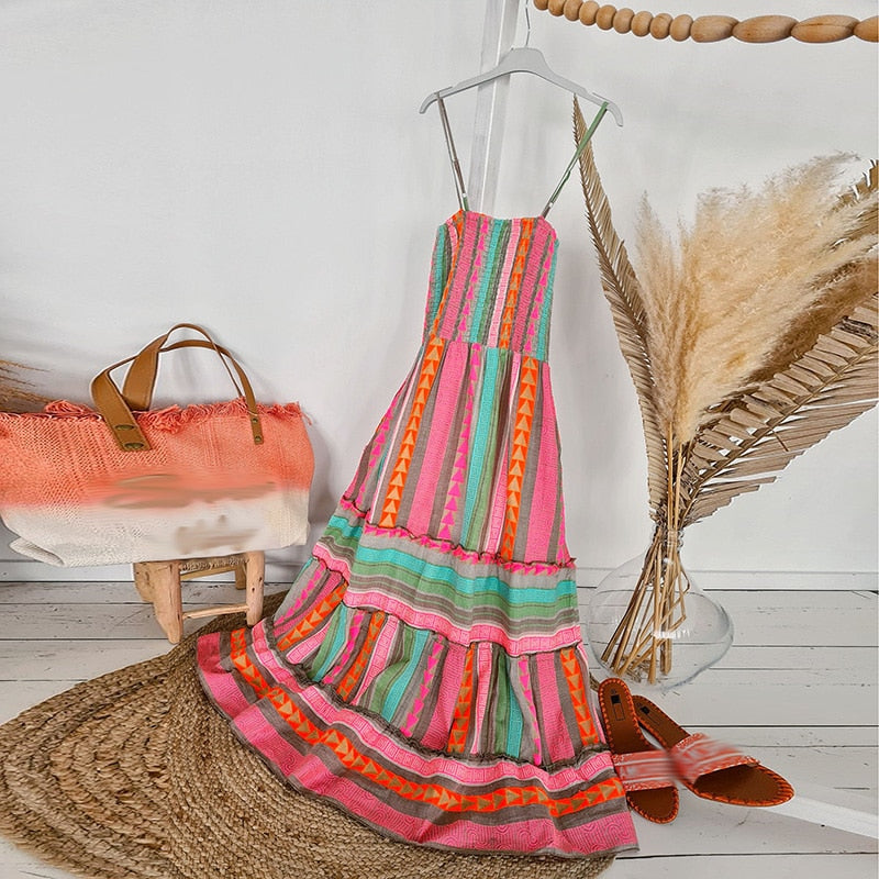 Sunrise Stripes Boho Sundress [Spirit and Rebel] Strap S 