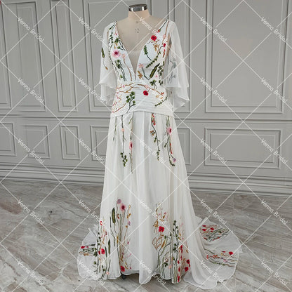 Enchanted Garden Floral Boho Wedding Dress [Spirit and Rebel] White 2 2 