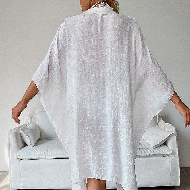 Hamptons Holiday Loose Breathable Swimsuit Cover Up Shirt [Spirit and Rebel]