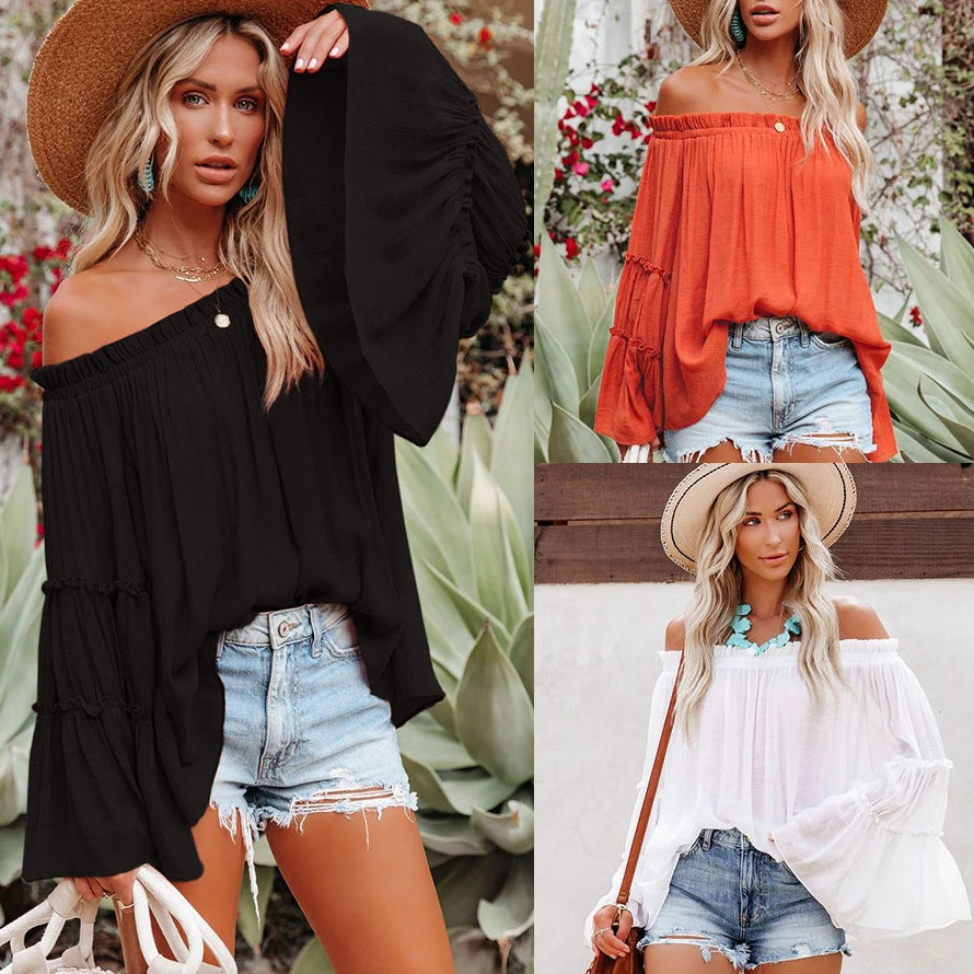 Spirit and Rebel Stunning Off Shoulder Long Sleeve Blouse [Spirit and Rebel]   