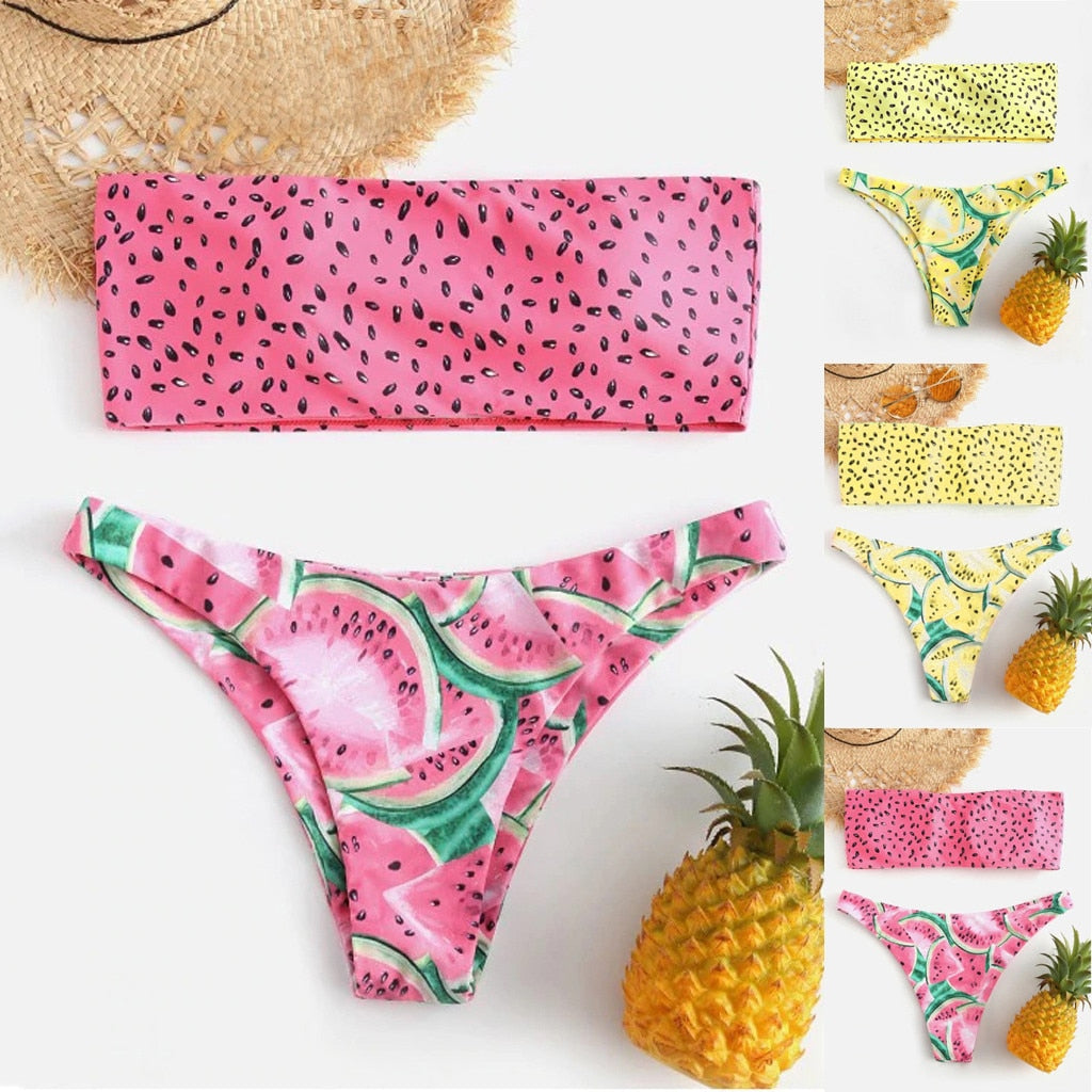 Watermelon Summer Crush Bandeau Bikini [Spirit and Rebel]